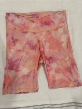 GAP Women's Tie-Dye High-Rise Bike Shorts - Pink, Coral & Peach